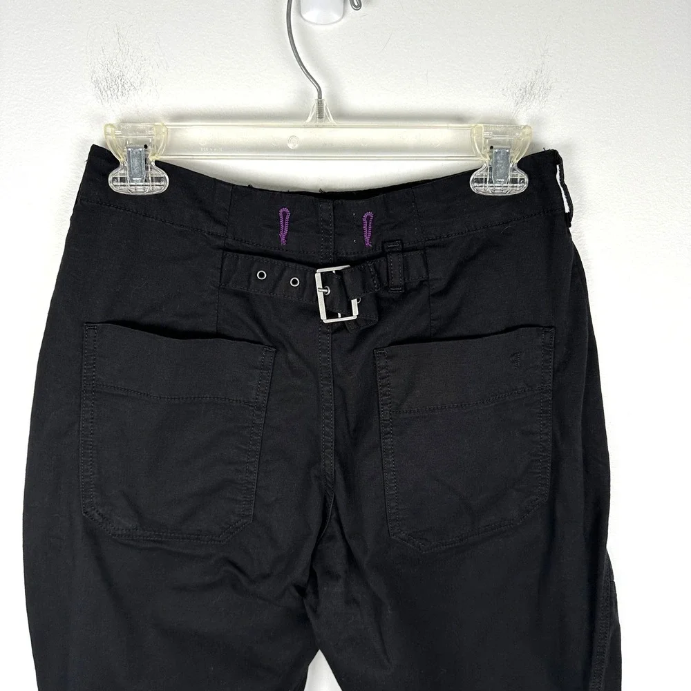 Anthropologie Pilcro The Arin Mid-Rise Button-Front Barrel Pants Black 26P